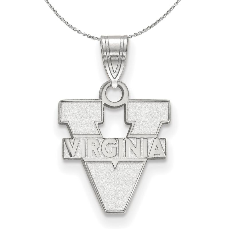 Sterling Silver U. Of Virginia Small 'V' Logo Necklace - 20 Inch
